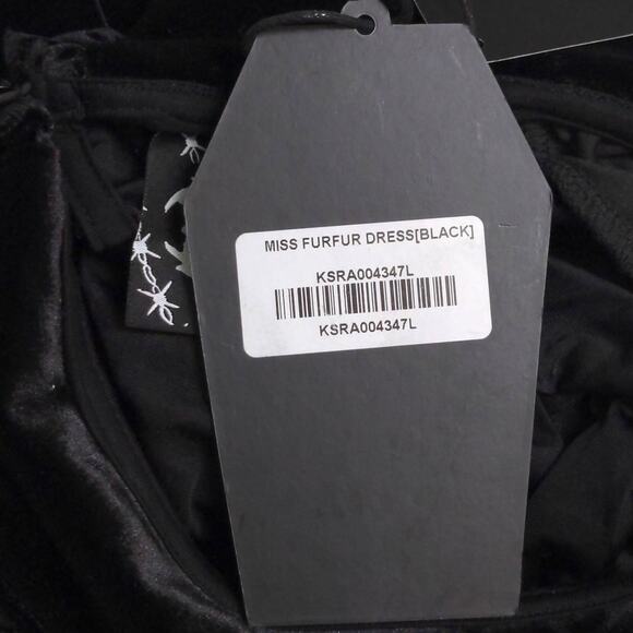 Killstar Womens Miss FurFur Fit & Flare Dress Black Skull Mini Velvet Goth L New - Picture 12 of 15